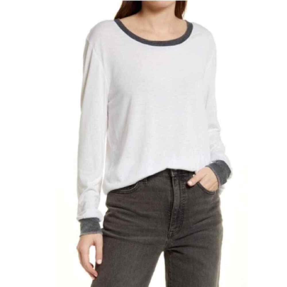 NWT Treasure & Bond Nordstrom Ringer T Shirt Long Sleeve White Small